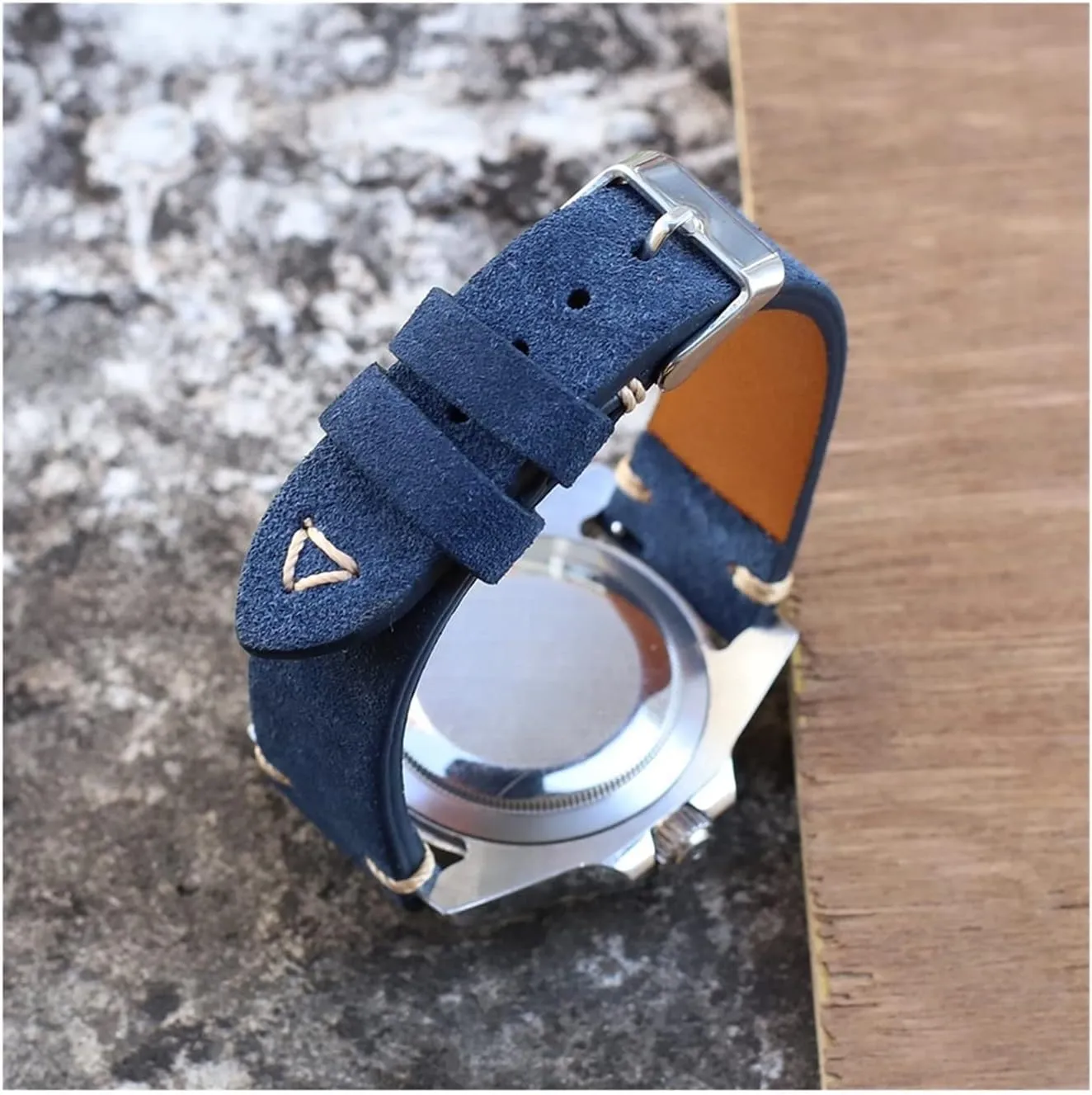 LAnGSHAW Leather Watchband 20mm 22mm Brown Gray Blue Watch Strap Replacement Handmade Stitching Wristband for Women Men Watches (Band Color : Army Green, Band Width : 20mm)