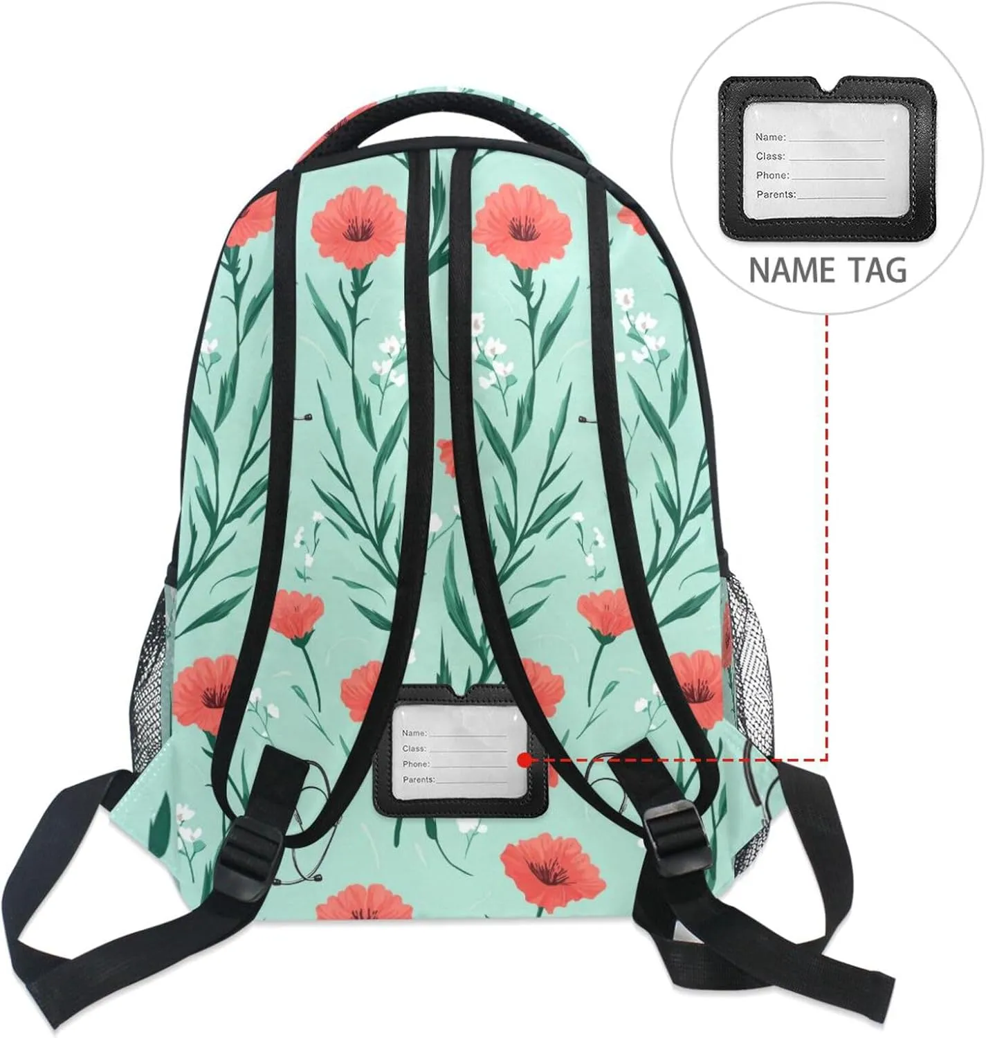Laptop Backpack for Teacher Nurse Waterproof School Book Bag with Chest Strap for Travel Trip Doctors Day Carnation