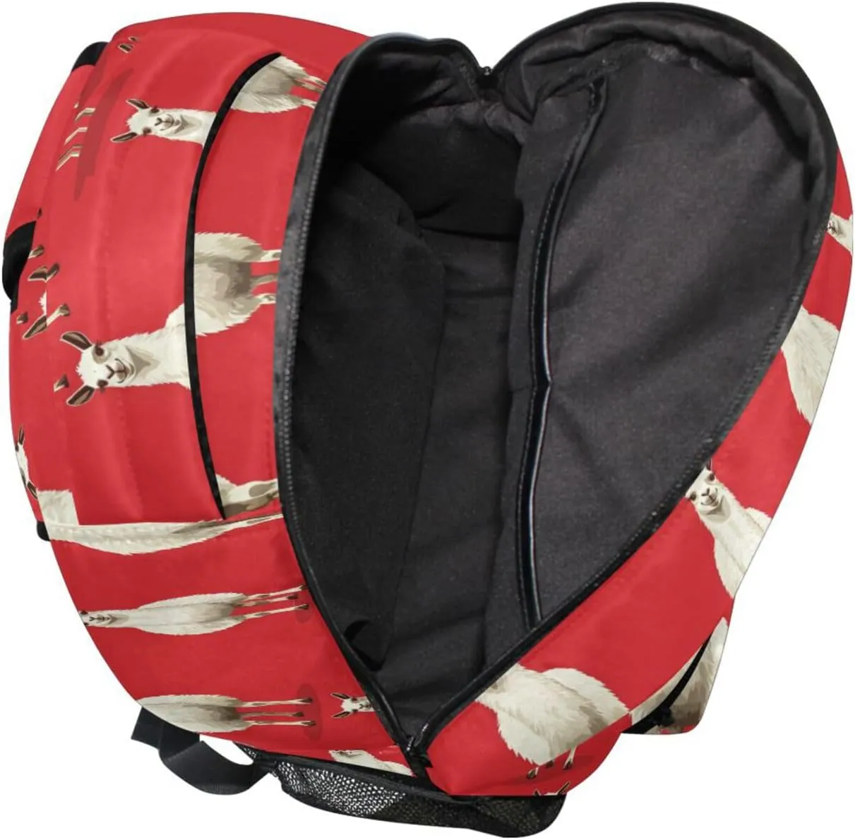 Laptop Backpack for Women Men Waterproof Business Work Bag with Chest Strap for College Work Cartoon Funny Llama Red