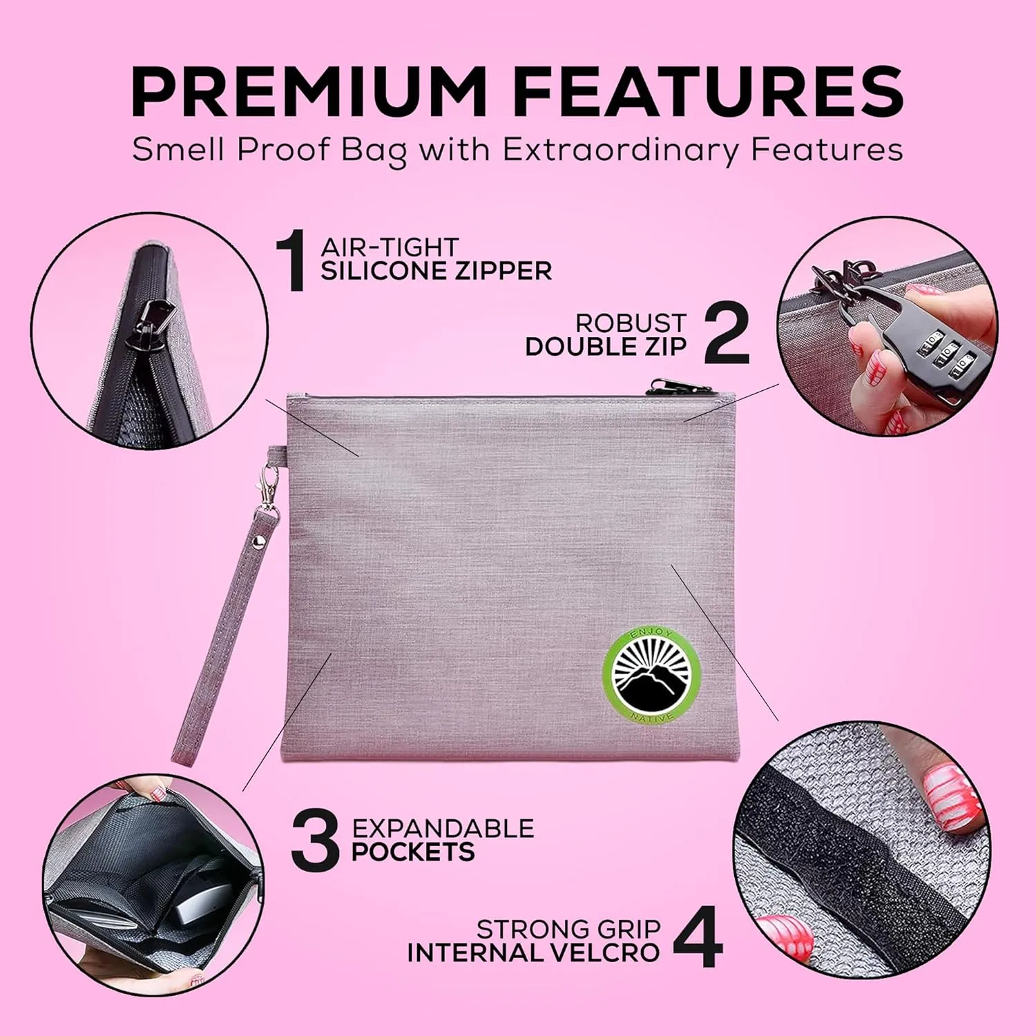 Large and Small Smell Proof Bag Combo, Smell Proof Container, Dog Tested Odor resistant Bag, Best Zipper Odor sealing Pouch Herbs, coffee & Travel Medicine Bag, Scent resistent Containers