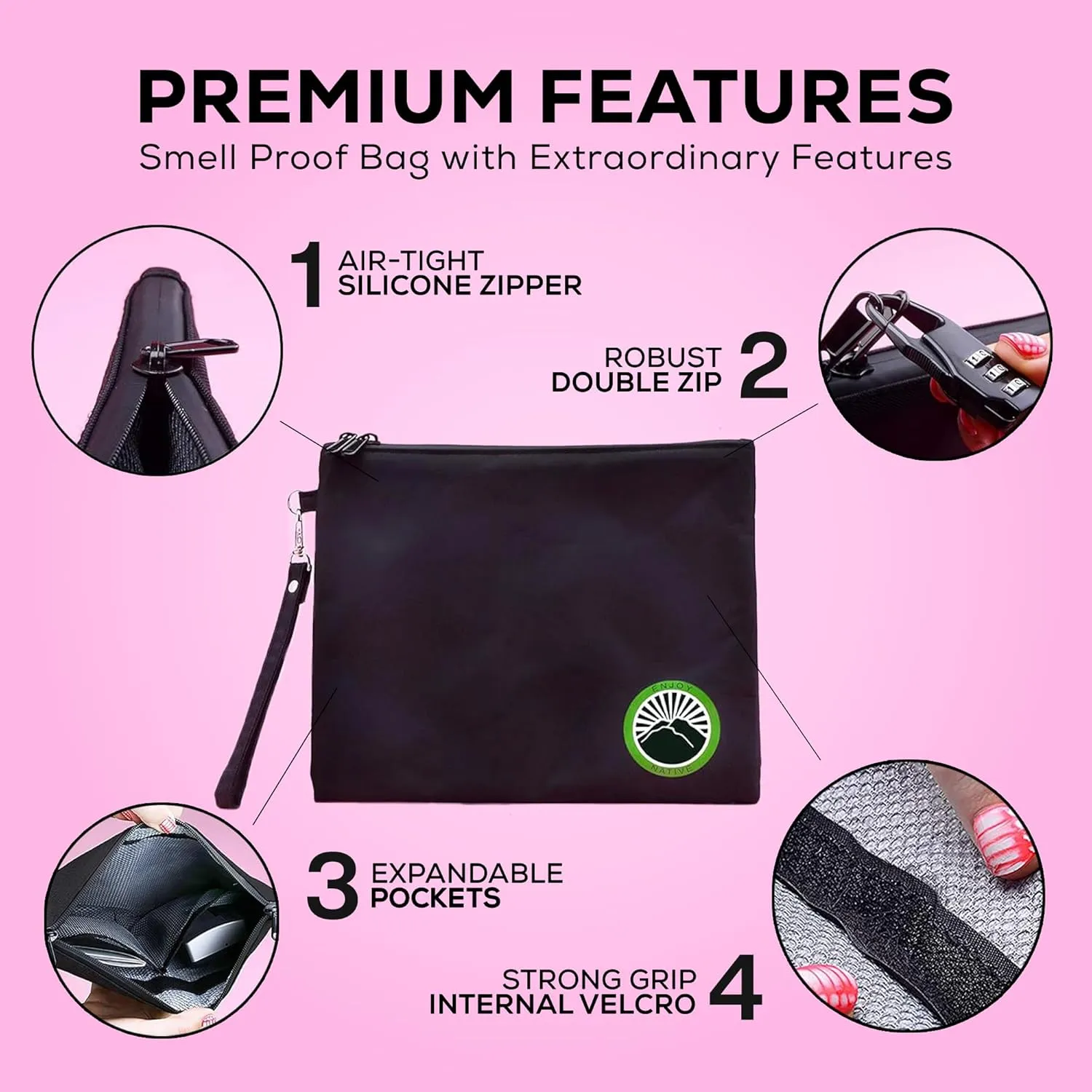Large and Small Smell Proof Bag Combo, Smell Proof Container, Dog Tested Odor resistant Bag, Best Zipper Odor sealing Pouch Herbs, coffee & Travel Medicine Bag, Scent resistent Containers