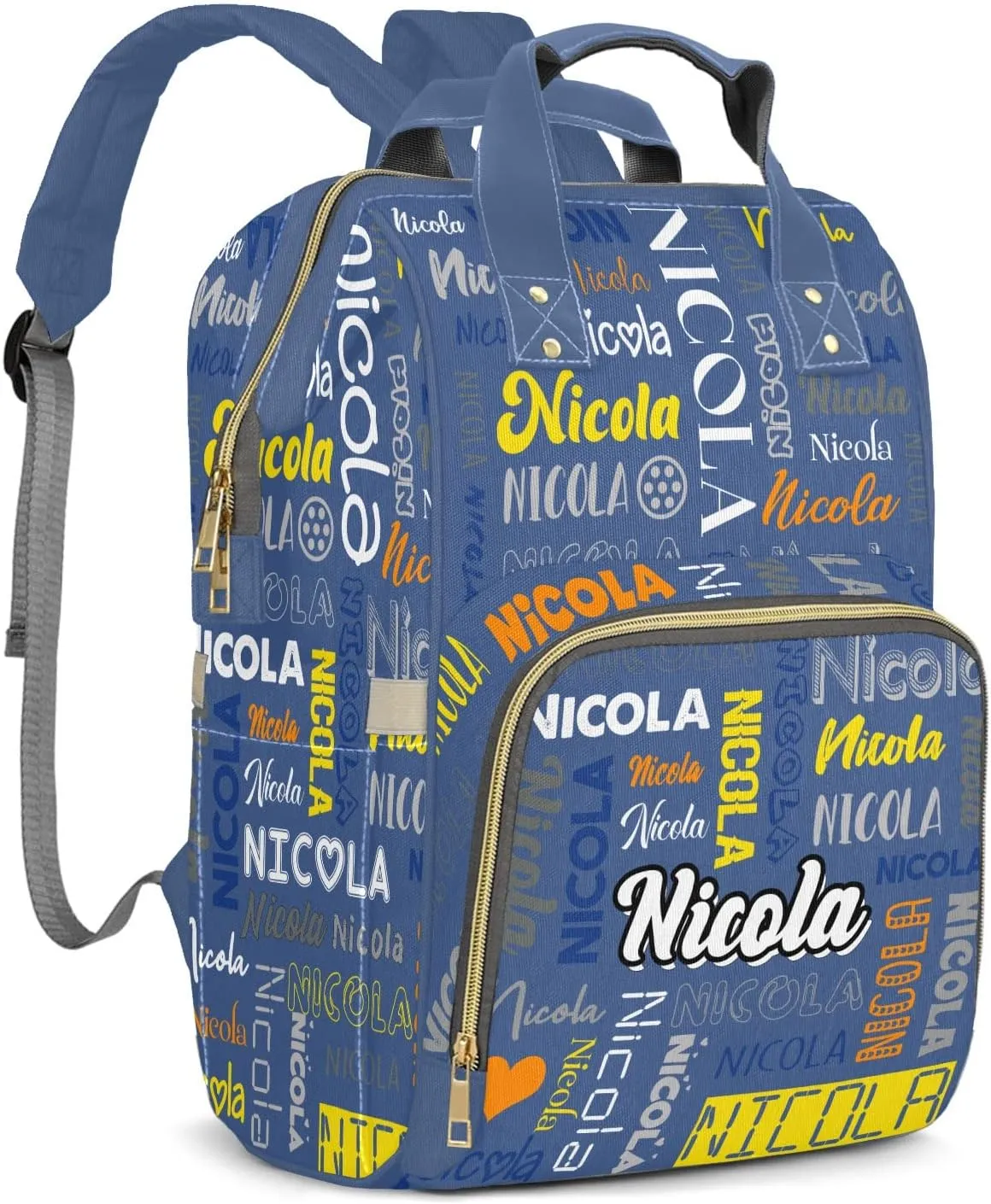 Large Capacity Custom Diaper Bag with Name, Multifunction Personalized Diaper Bag Backpack for Baby Girl Boy, Fashion Shoulder Bag Waterproof Casual Daypack Travel Backpack for Mom