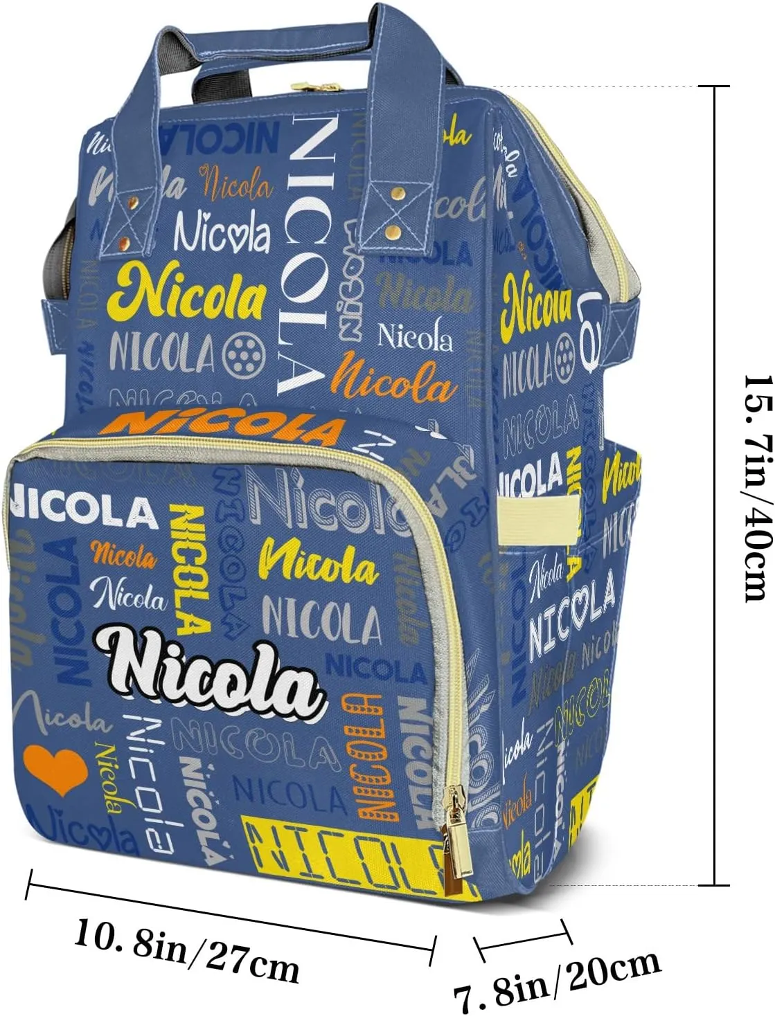 Large Capacity Custom Diaper Bag with Name, Multifunction Personalized Diaper Bag Backpack for Baby Girl Boy, Fashion Shoulder Bag Waterproof Casual Daypack Travel Backpack for Mom
