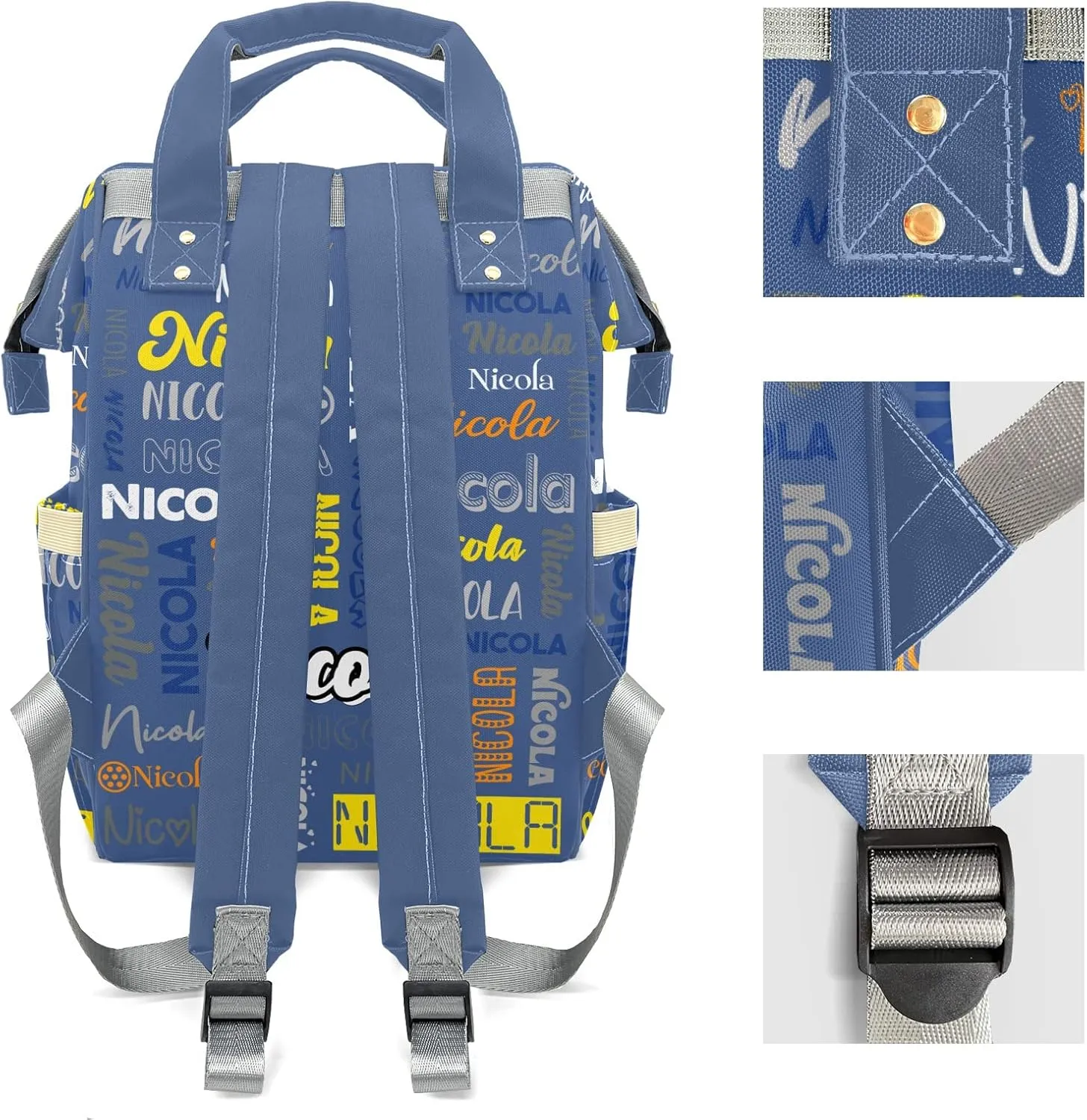 Large Capacity Custom Diaper Bag with Name, Multifunction Personalized Diaper Bag Backpack for Baby Girl Boy, Fashion Shoulder Bag Waterproof Casual Daypack Travel Backpack for Mom