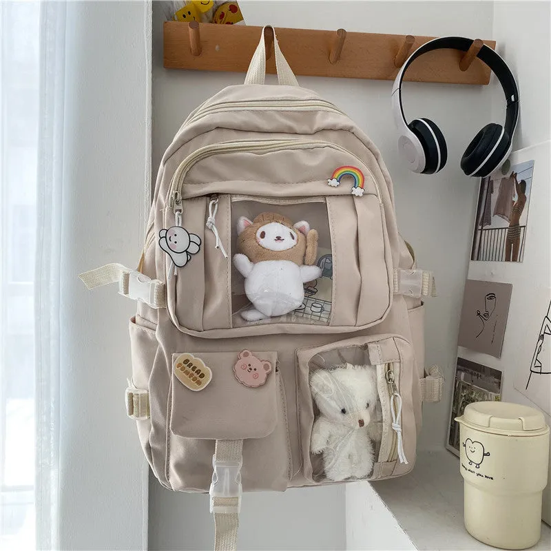 Large Capacity High School Student Backpack Ins Junior Student Schoolbag Girl Backpack