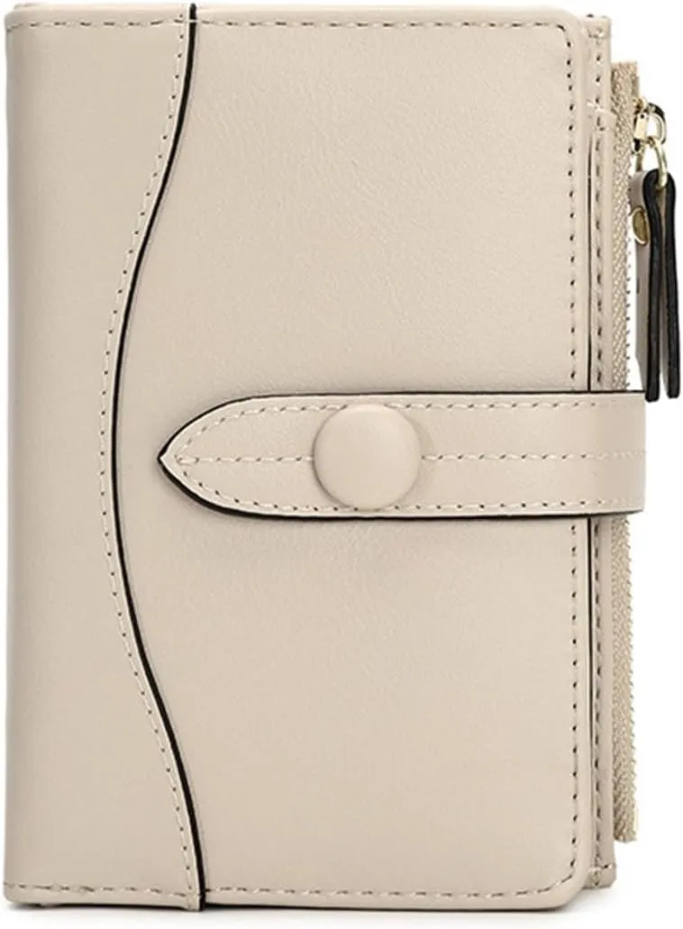Large Capacity Women's Purse Multi-functional Short Japanese Money Clip(Beige)