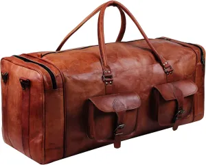 Large Leather Duffle Bags for Men & Women - 30 Inch Oversized Travel Weekender Bag
