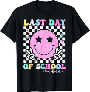 Last Day of School Vibes Teacher Student Groovy Graduation T-Shirt