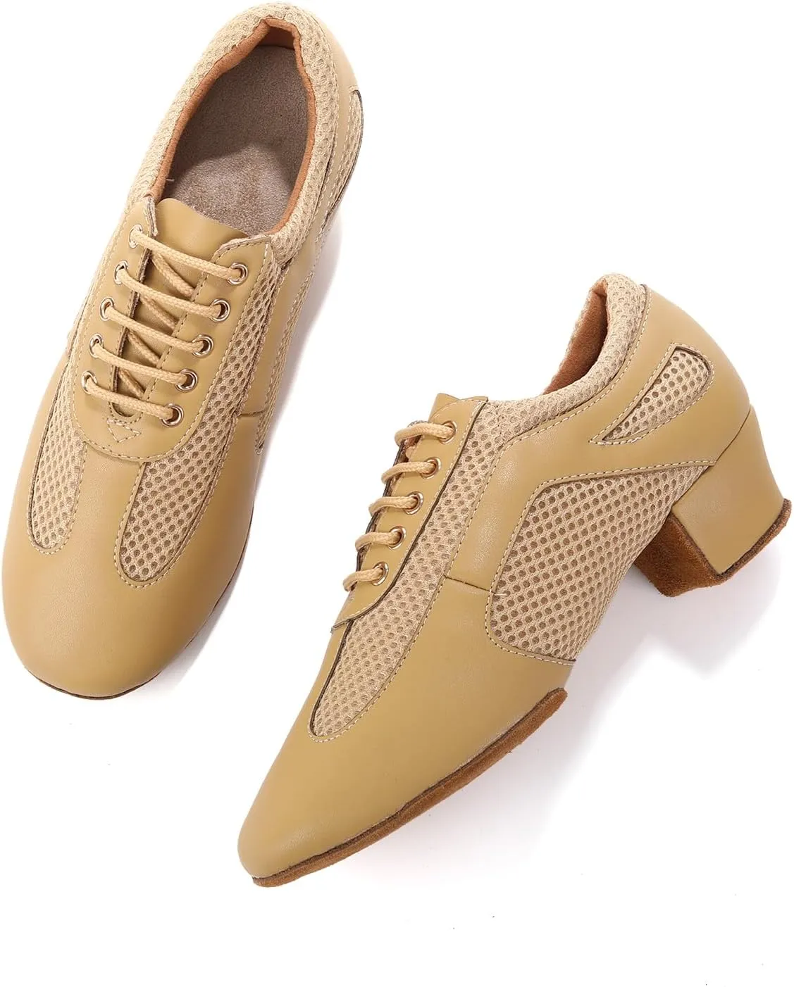 Latin Dance Shoes for Women Lace-up Ballroom Modern Salsa Teaching Practice Professional Performance Dance Shoes 1.5 Inch Low Heel