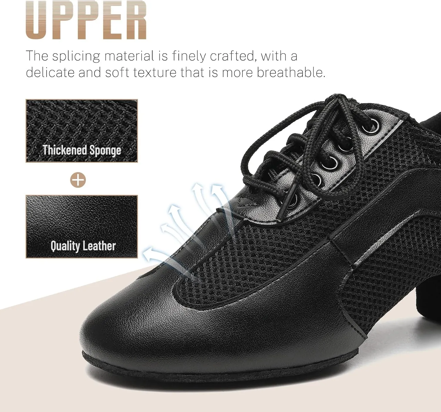 Latin Dance Shoes for Women Lace-up Ballroom Modern Salsa Teaching Practice Professional Performance Dance Shoes 1.5 Inch Low Heel