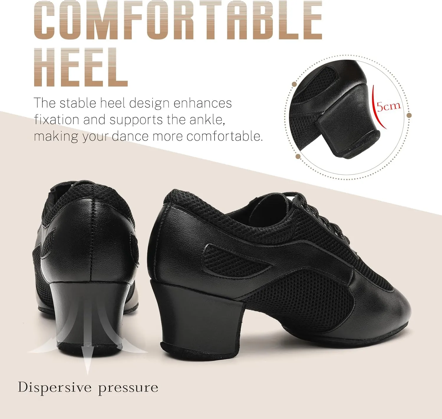 Latin Dance Shoes for Women Lace-up Ballroom Modern Salsa Teaching Practice Professional Performance Dance Shoes 1.5 Inch Low Heel