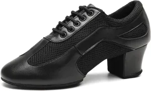 Latin Dance Shoes for Women Lace-up Ballroom Modern Salsa Teaching Practice Professional Performance Dance Shoes 1.5 Inch Low Heel