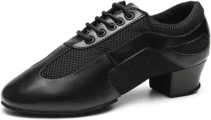Latin Dance Shoes for Women Lace-up Ballroom Modern Salsa Teaching Practice Professional Performance Dance Shoes 1.5 Inch Low Heel