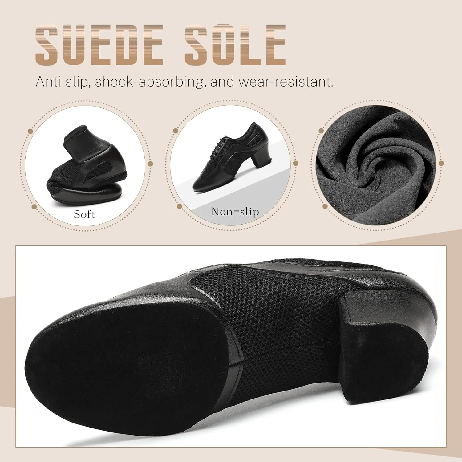 Latin Dance Shoes for Women Lace-up Ballroom Modern Salsa Teaching Practice Professional Performance Dance Shoes 1.5 Inch Low Heel