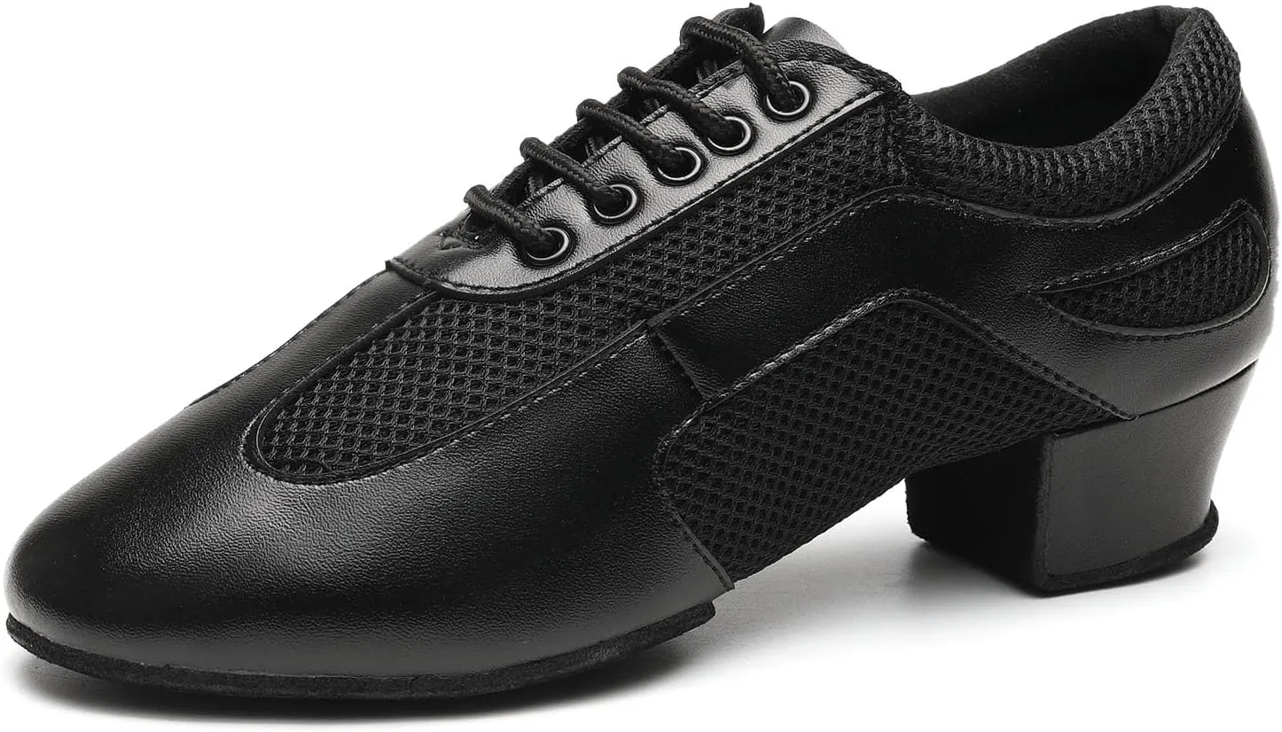 Latin Dance Shoes for Women Lace-up Ballroom Modern Salsa Teaching Practice Professional Performance Dance Shoes 1.5 Inch Low Heel