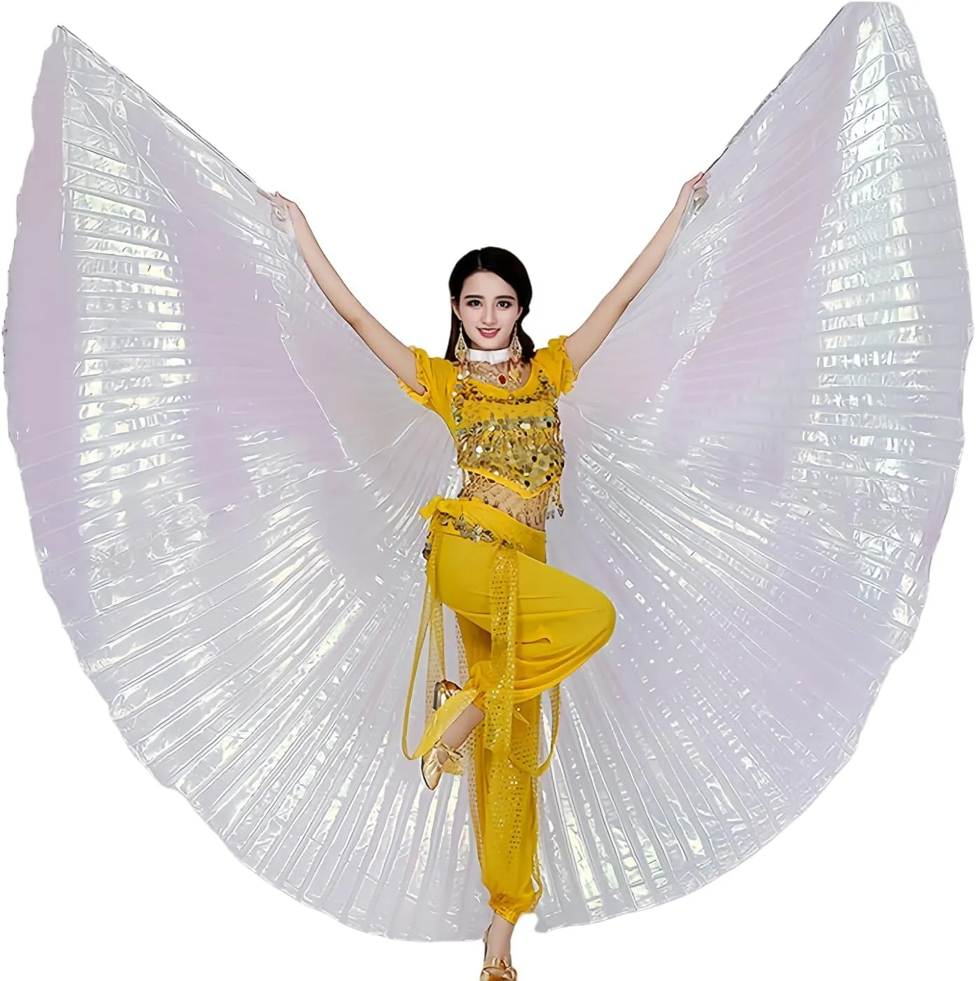 Lauthen.S Belly Dance Isis Wings with Sticks Women Halloween Costume Carnival Cape Outfit
