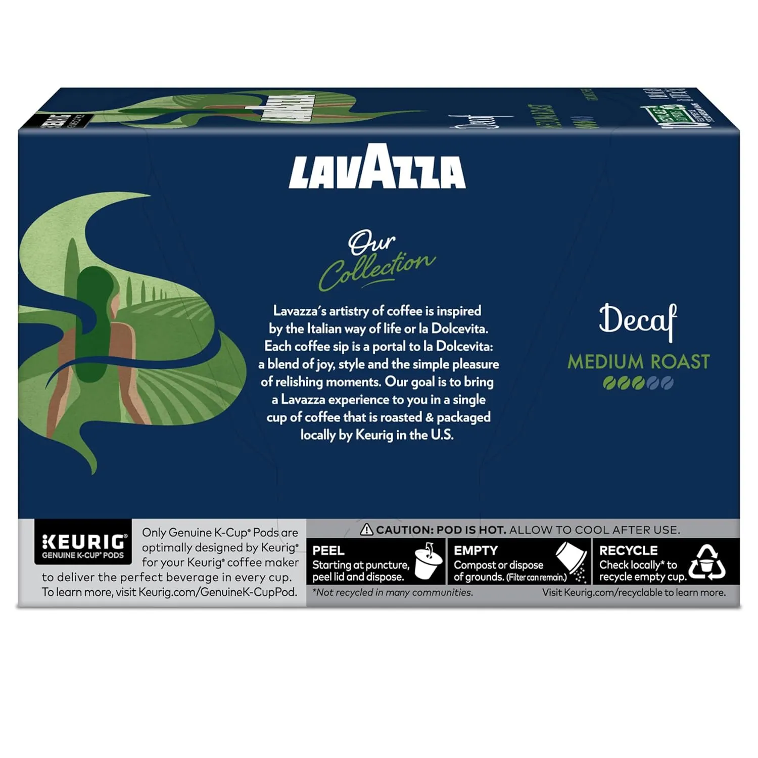 Lavazza Decaf, Single-Serve Keurig K-Cup Pods, Medium Roast Coffee, 60-Count Box (6 Packs of 10)