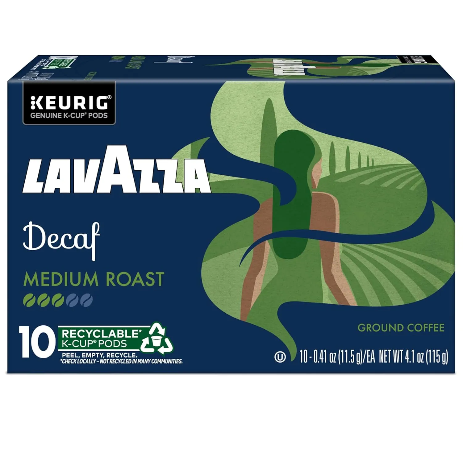Lavazza Decaf, Single-Serve Keurig K-Cup Pods, Medium Roast Coffee, 60-Count Box (6 Packs of 10)
