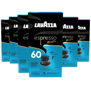 Lavazza Espresso Maestro Decaf (DEK) Aluminum Capsules Compatible with Nespresso* Original Machines, Medium Espresso Roast, Arabica and Robusta Blend (60 Capsules)