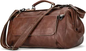 Leather Briefcase for Men Single Shoulder Duffel Short Trip Travel Bag Men's And Women's Business Handbag Crossbody Bag