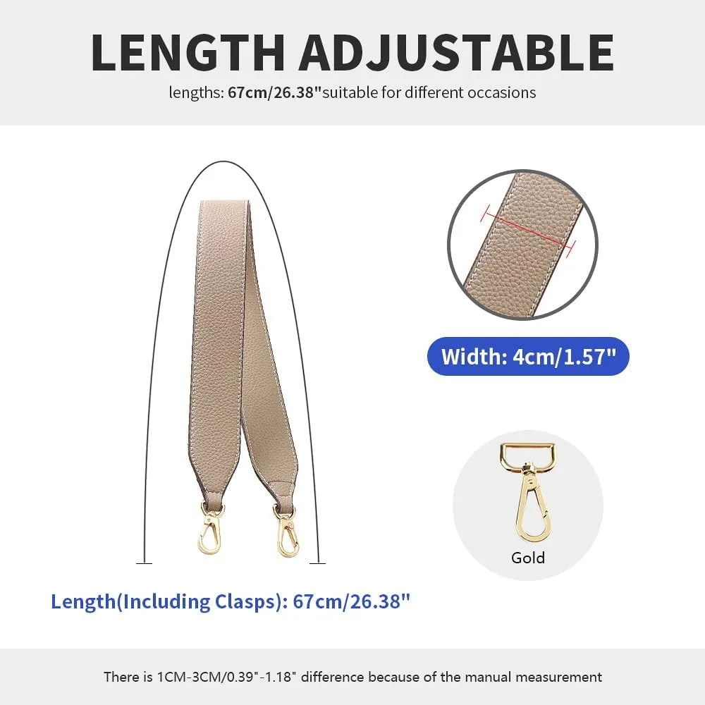Leather Handle Shoulder Purse Strap Replacement Handbags Straps Leather Bag Strap Purse Shoulder Strap Grey Lychee