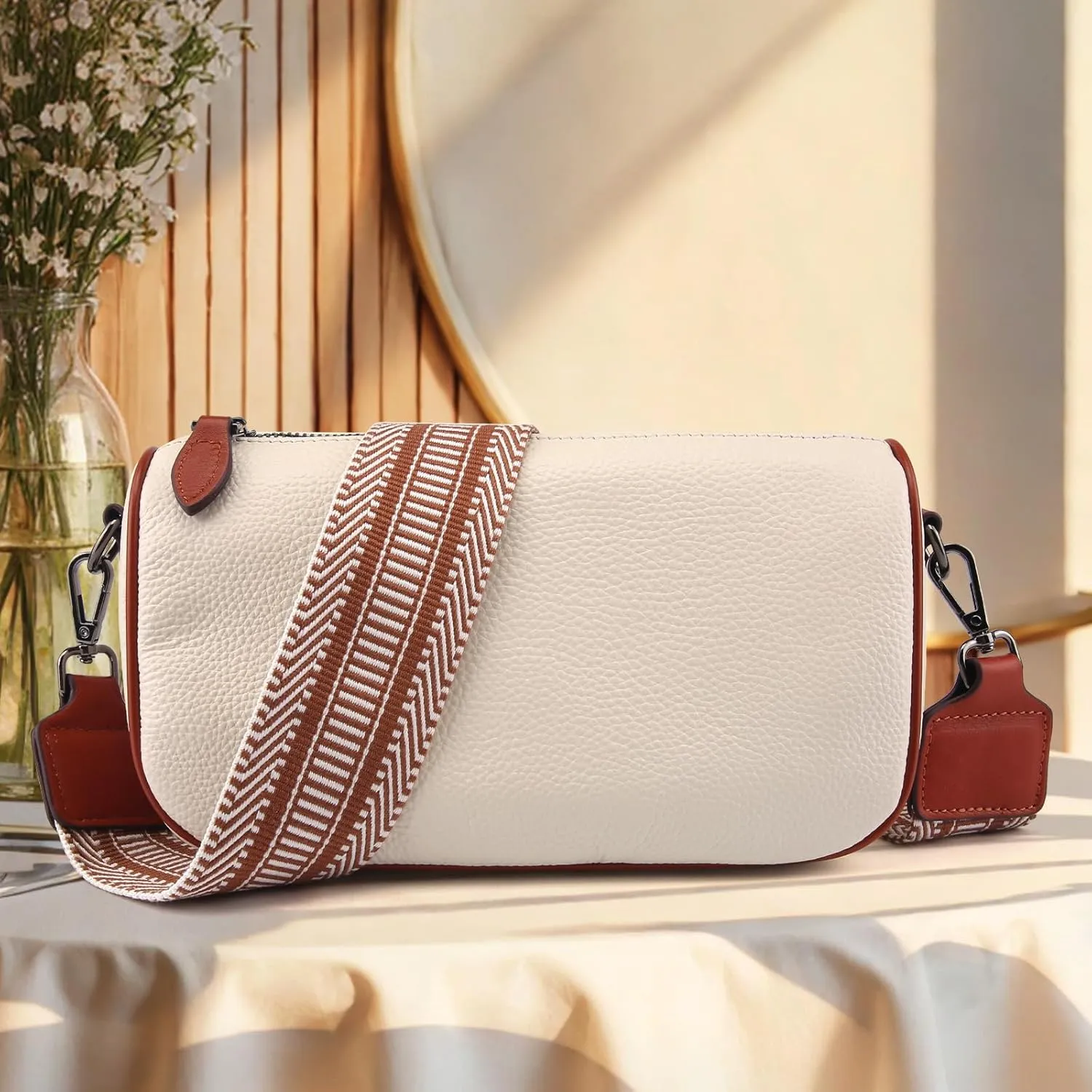Leather Purse Crossbody Bag for Women: Genuine Leather Purses for Women Trendy - Small Shoulder Cross Body Bag