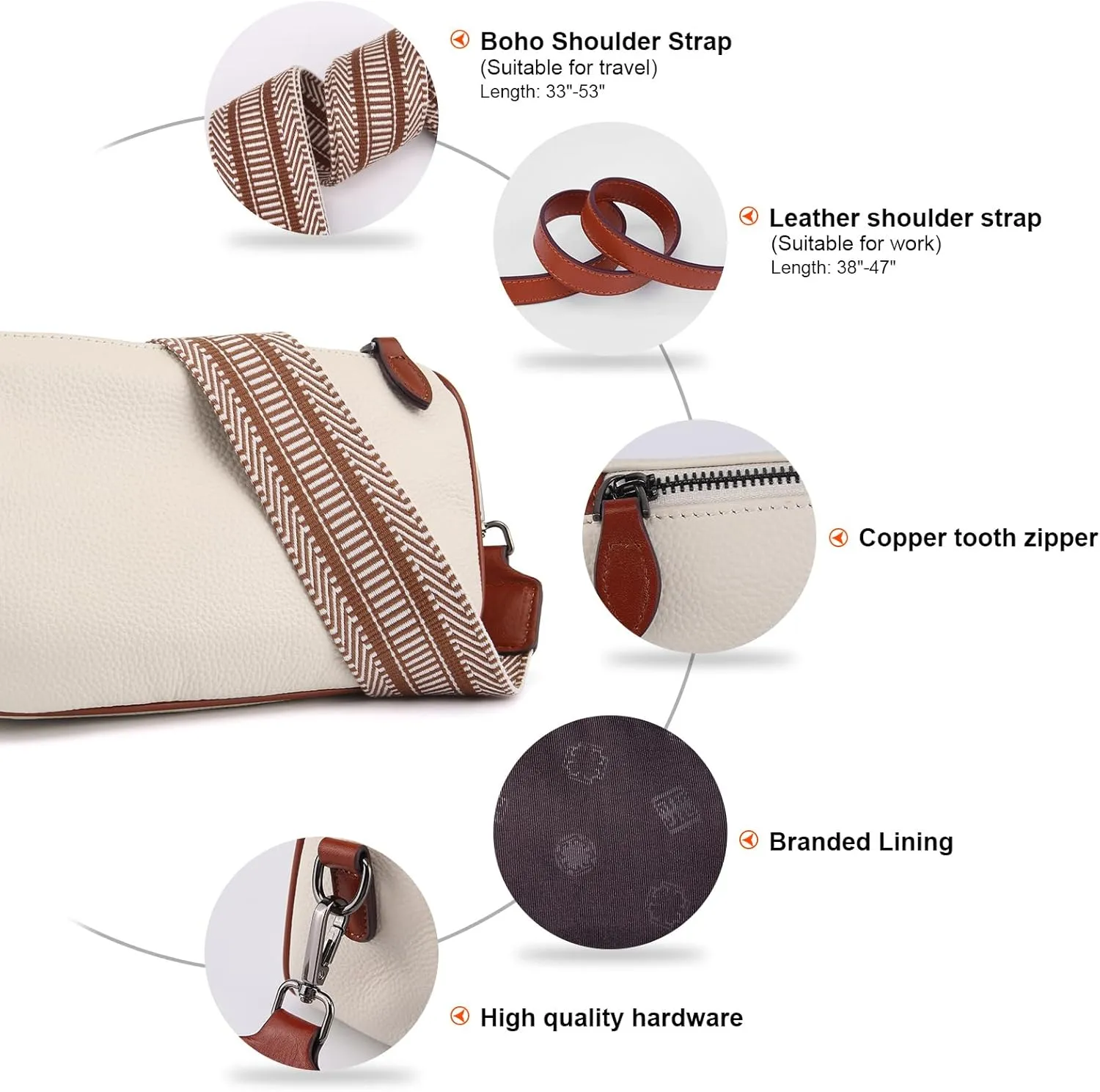 Leather Purse Crossbody Bag for Women: Genuine Leather Purses for Women Trendy - Small Shoulder Cross Body Bag