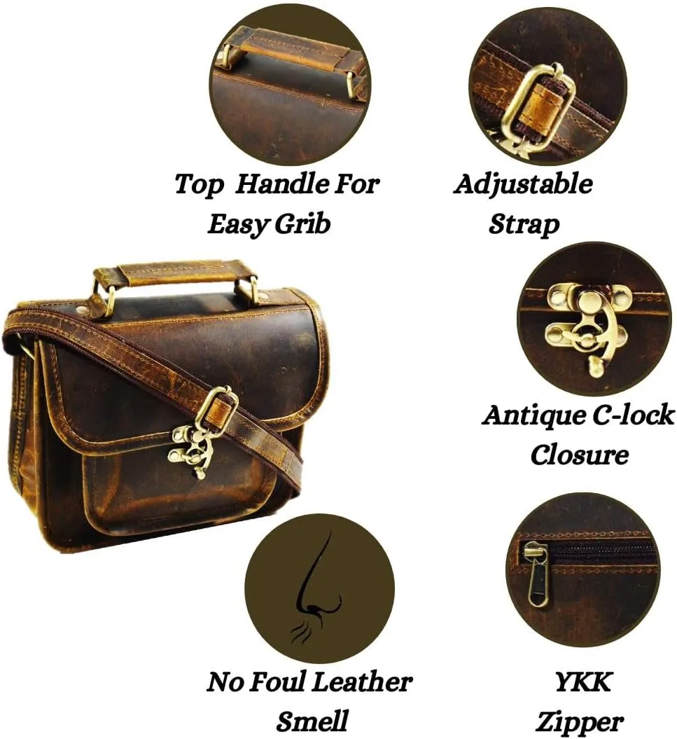 Leather Satchel Shoulder Bags for Women Vintage Crossbody Handmade Travel Everyday Small Purse