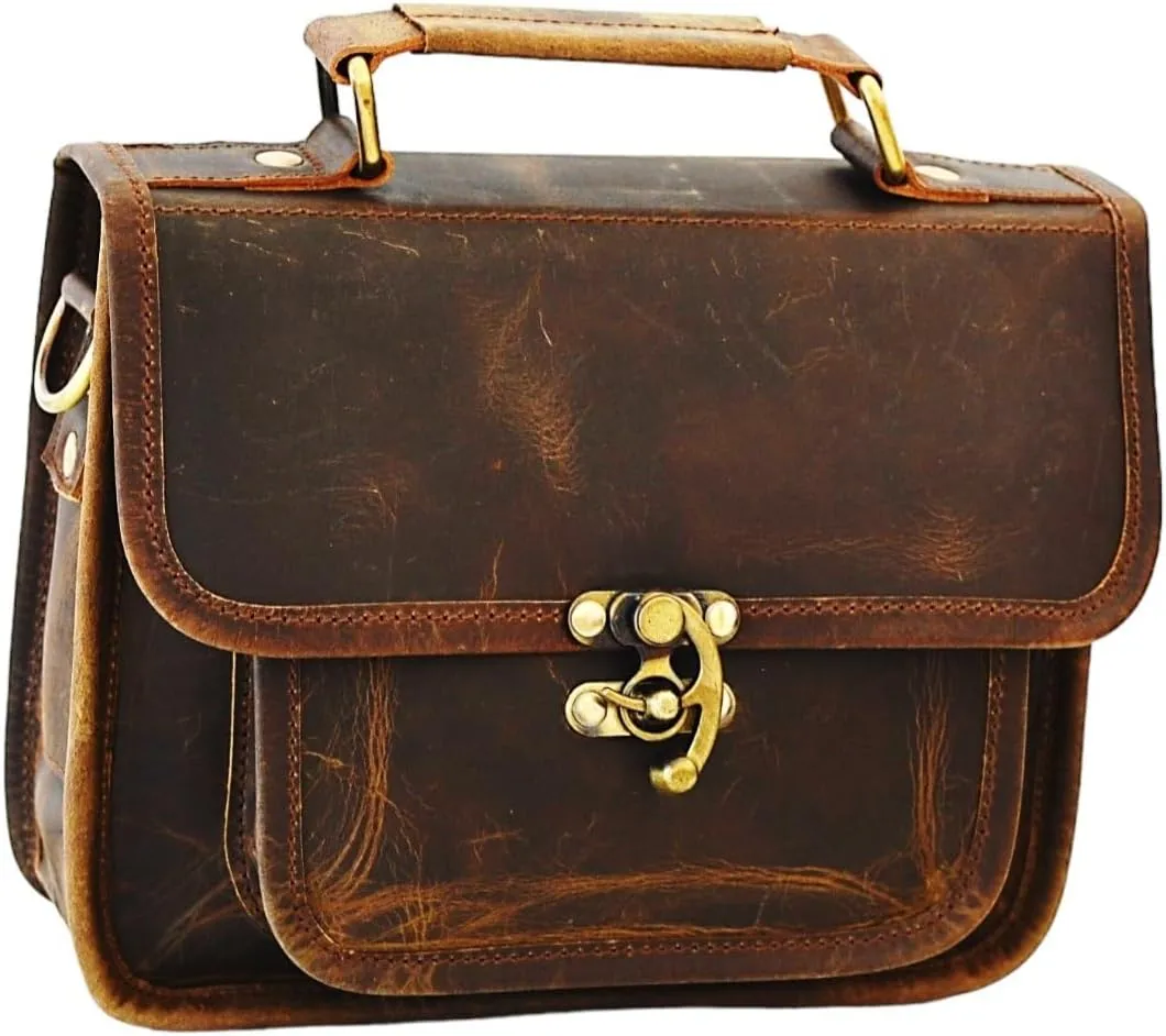 Leather Satchel Shoulder Bags for Women Vintage Crossbody Handmade Travel Everyday Small Purse