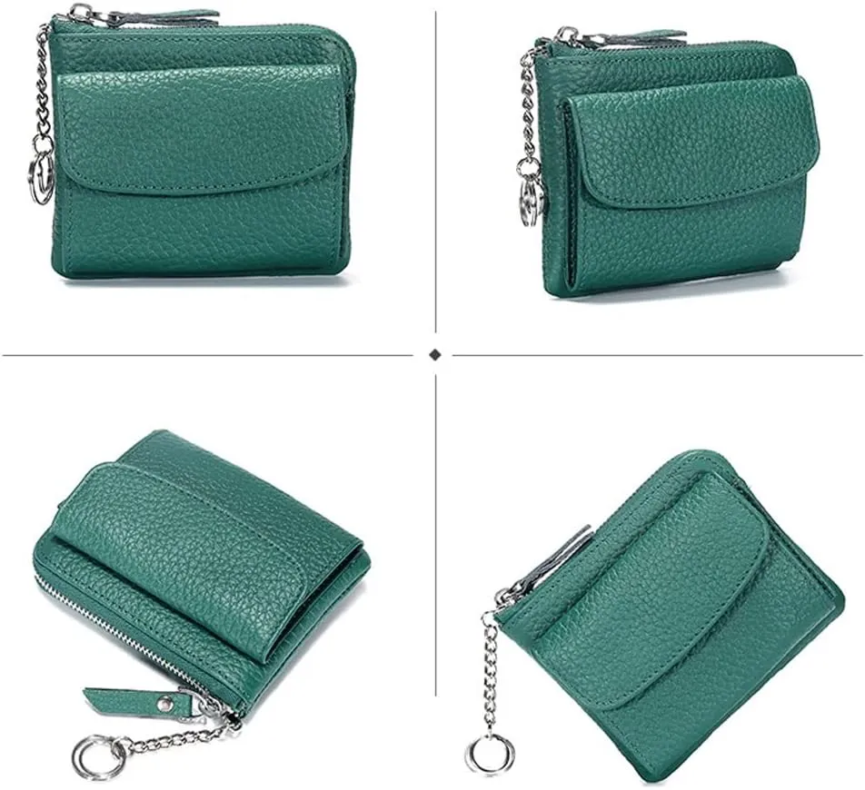 Leather Women Wallets Multi-Functional Purse Ladies Mini Wallet with Key(Black)