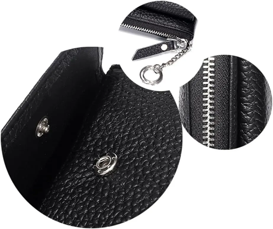 Leather Women Wallets Multi-Functional Purse Ladies Mini Wallet with Key(Black)