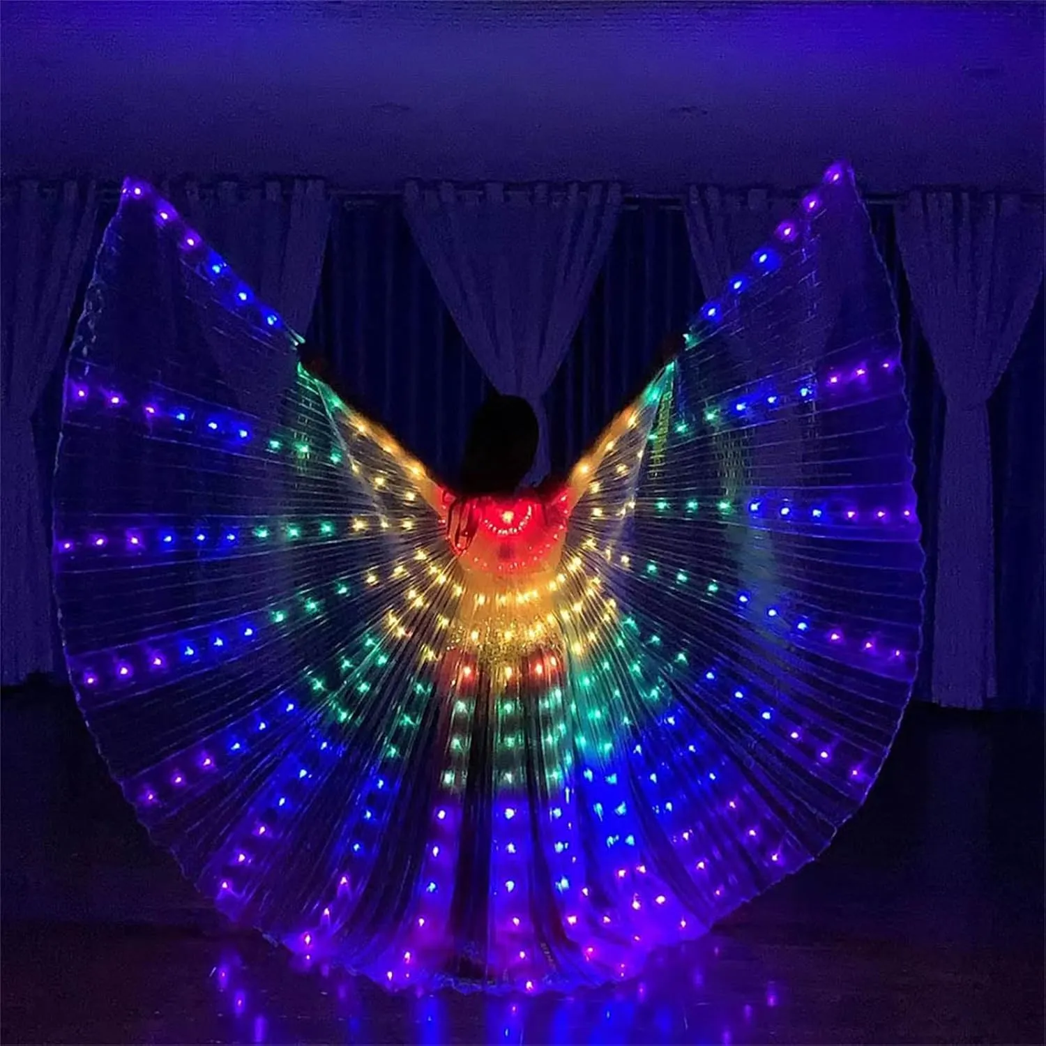 LED Belly Dance Costume, Light Up IsIs Wings for Women Adults, Carnival Rave Attire for Holiday Party
