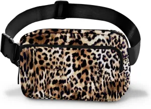 Leopard Print Fanny Pack Women Belt Bag Fashion Waist Pack Easy for Store with Adjustable Strap Traveling Hiking Running Walking