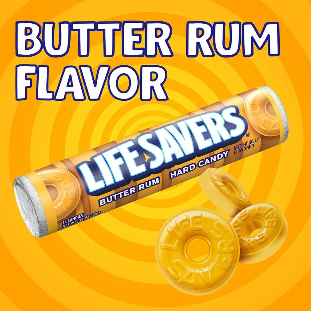 LIFE SAVERS Butter Rum Hard Candy Bulk, 1.14 ounce (20 Single Packs)