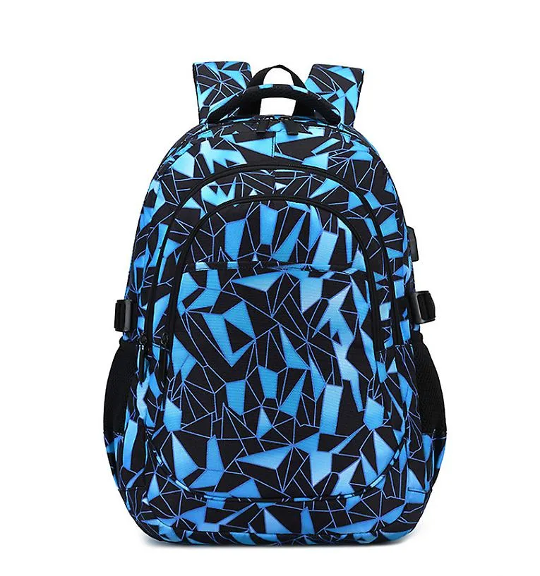 Light Gray 30*12*40Cm School Bag Travel Backpack Student Schoolbag With Usb Interface