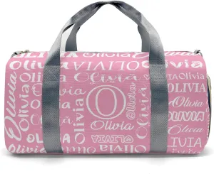 Light Pink Personalized Duffel Bag with Name Text Custom Travel Bag for Woman Men Sports Gym Dance Bags Wet Dry Pockets Shoe Compartment Overnight Weekend Bag