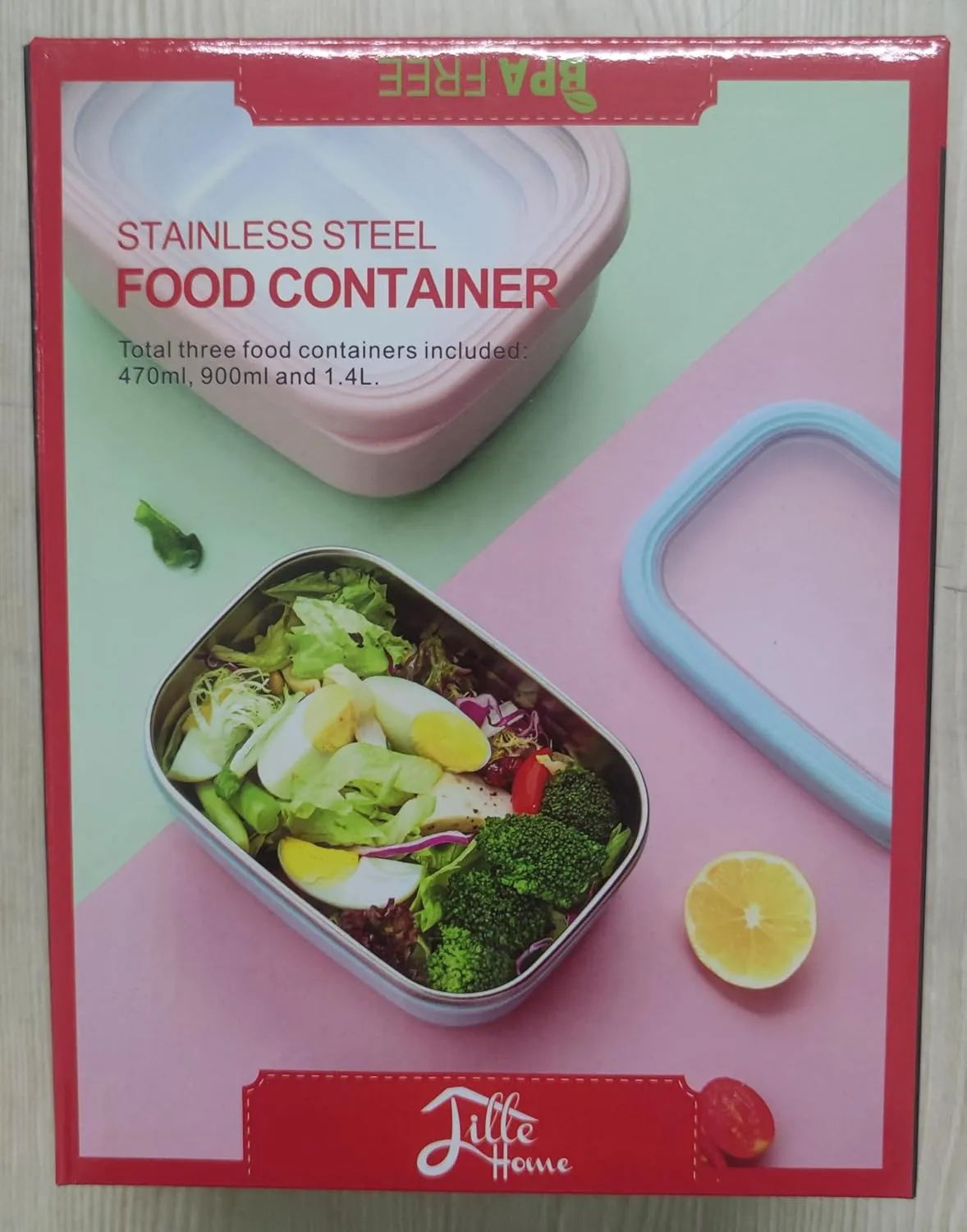 Lille Home Leak Proof Steel Food Containers - Snack Stainless Steel Containers - Ideal for Educational Settings & Daycare - Nesting Trio with Silicone Lids - 47oz 30oz 16oz - Dark Blue