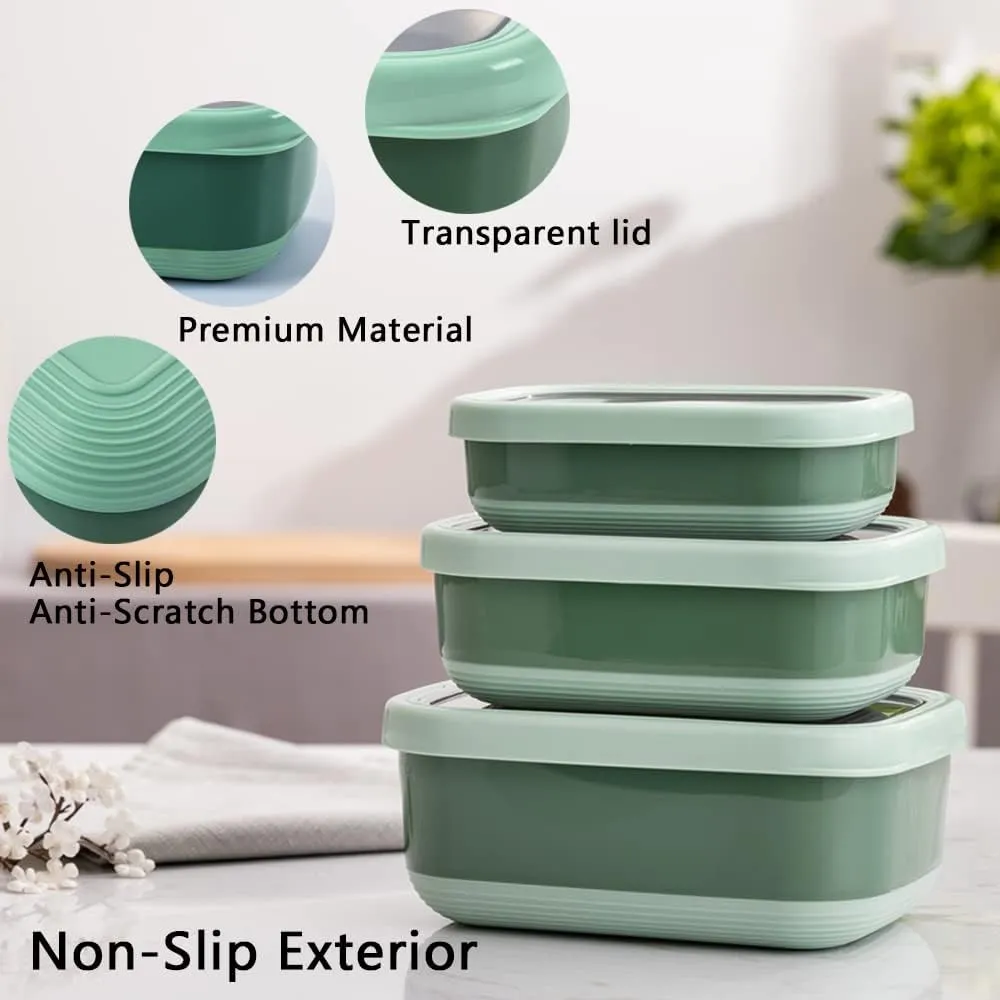 Lille Home Leak Proof Steel Food Containers - Snack Stainless Steel Containers - Ideal for Educational Settings & Daycare - Nesting Trio with Silicone Lids - 47oz 30oz 16oz - Dark Blue
