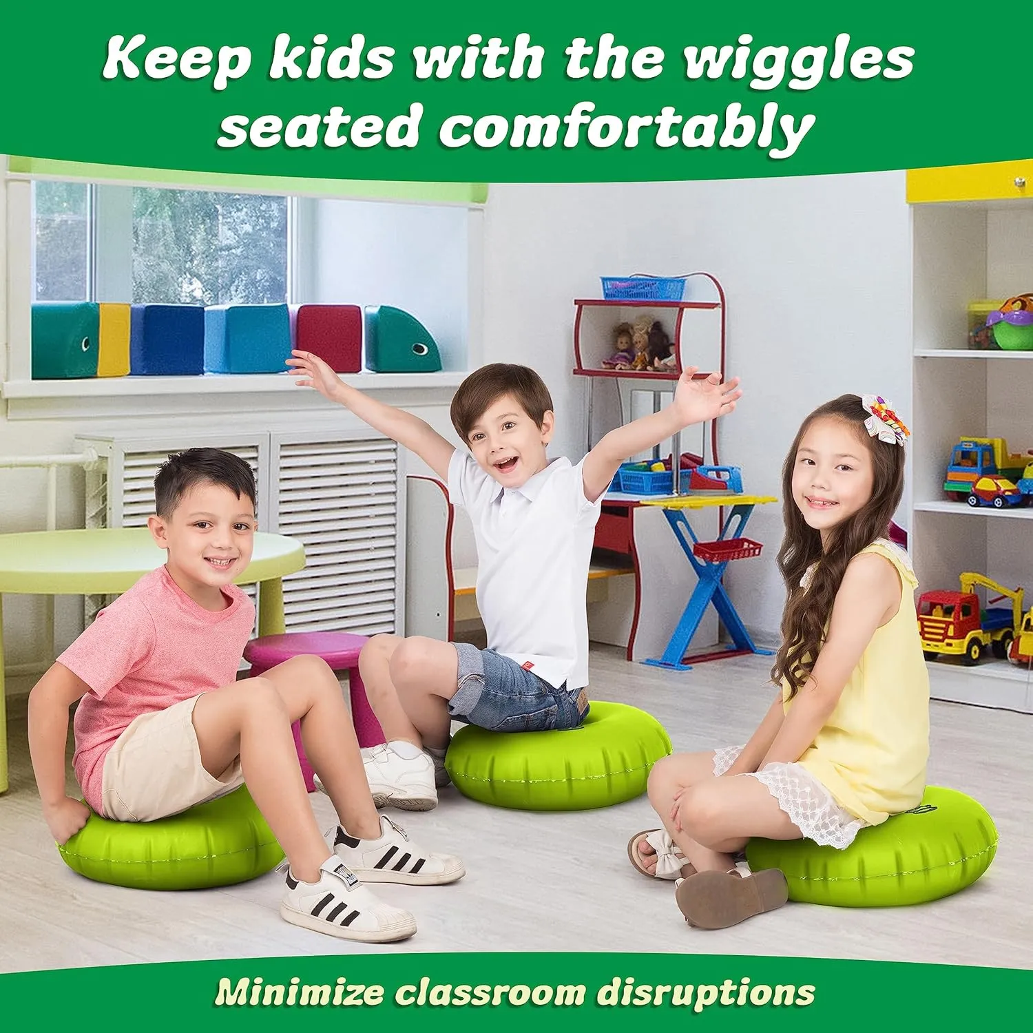 LILYPAD Wiggle Seat for Sensory Kids | Stackable, Flexible Seating for Classroom Elementary, Middle School or Home Learning | Lightweight, Portable Wobble Cushion Floor Seating (5 Pack)