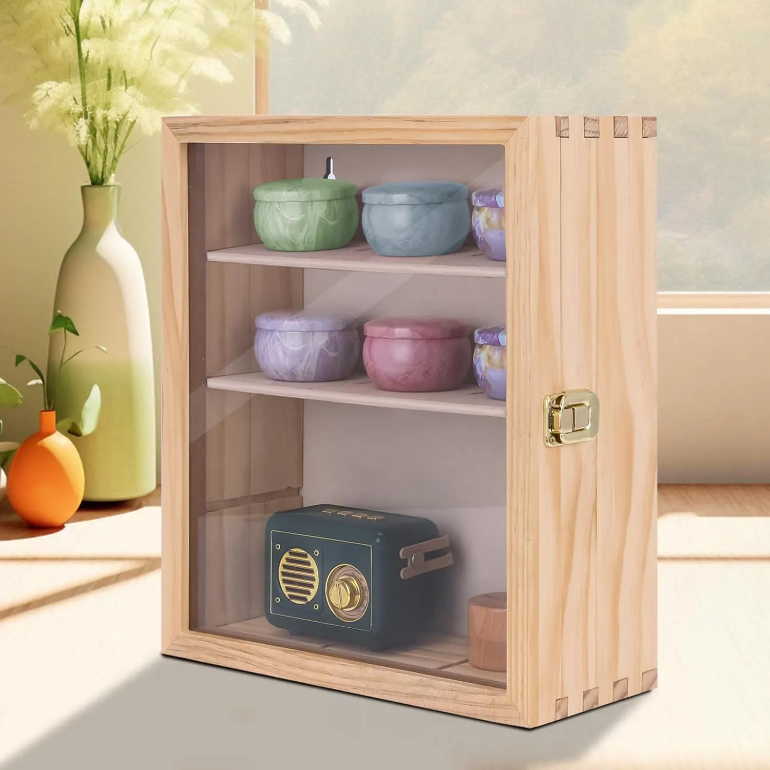 LI.TOPWP Pine Wood Tea Bag Organizer, 12 Compartments Tea Storage Box with Clear Acrylic Window, Multi-Functional Tea Bag Holder for Countertop, Kitchen Cabinet.