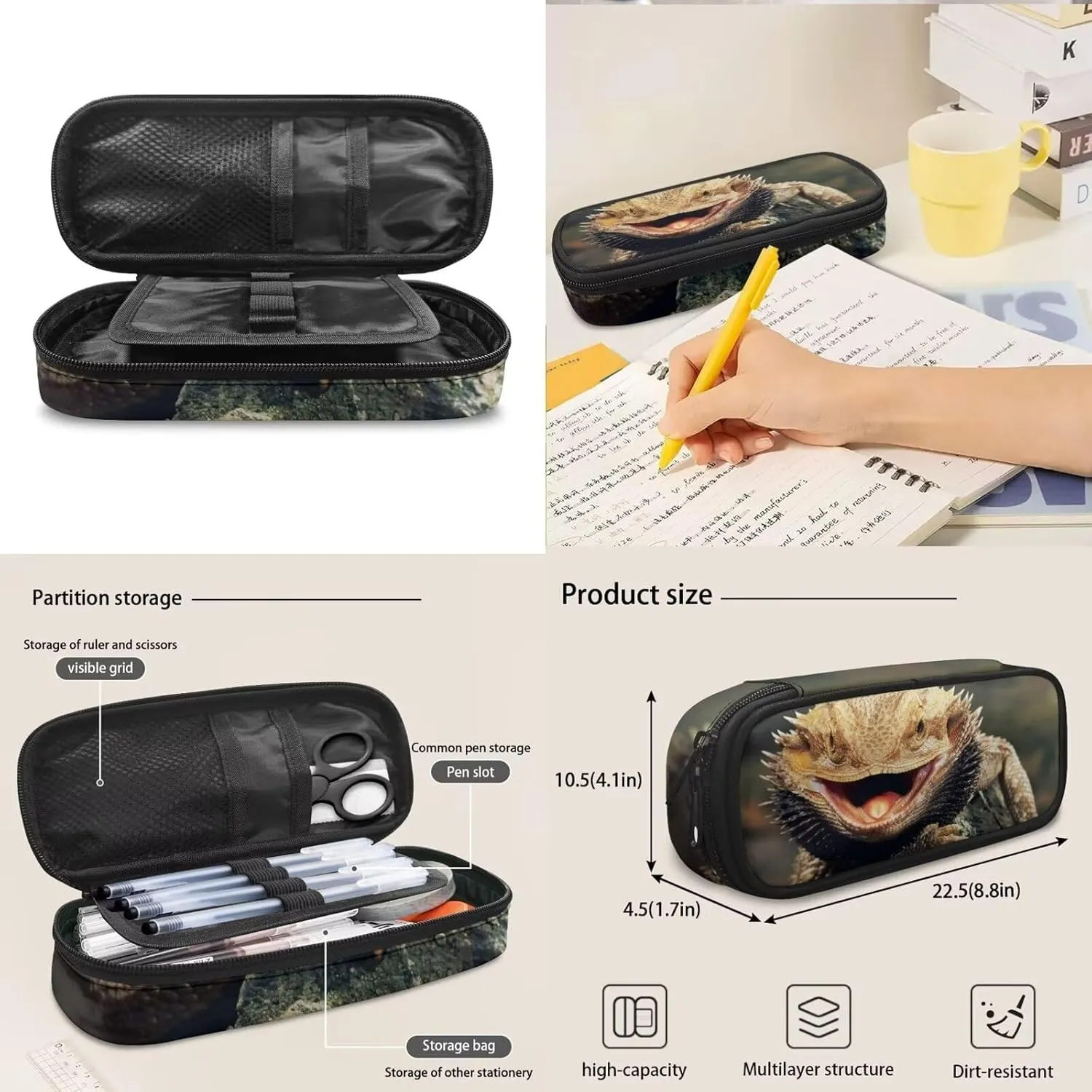 Lizard Print School Backpack Set for Kids Girls Boys Elementary Primary Schoolbag Book Bag with Lunch Box Pencil Case Camo Set 3 In 1 Back to School Supplies