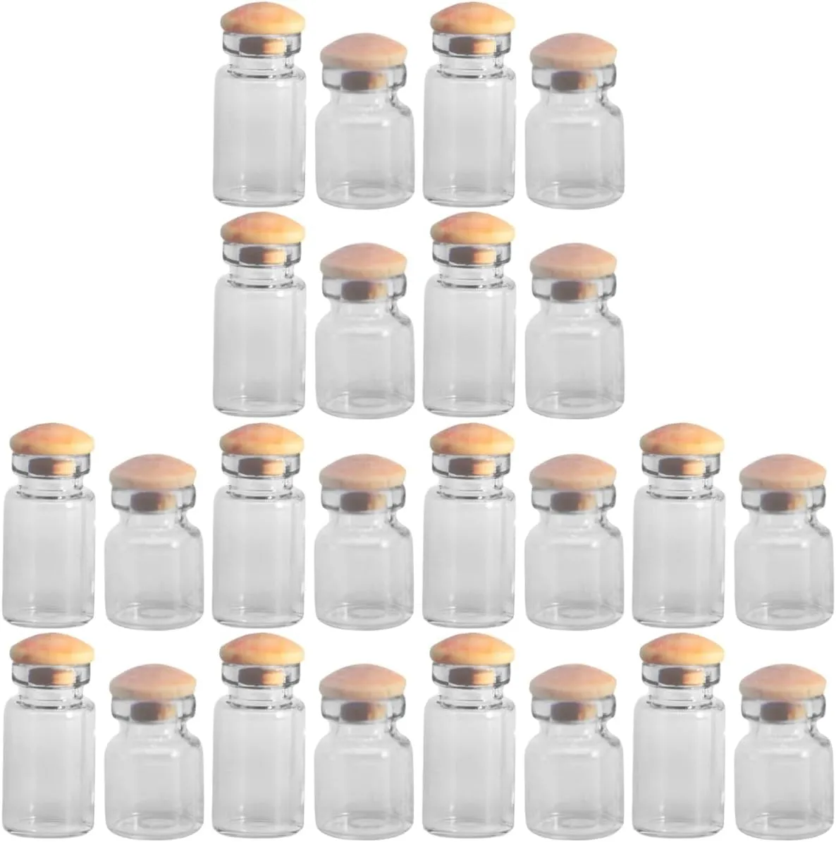 LOGOFUN 24 Pcs Mini Glass Bottle 1:12 Scale Glass Jars Model with Cork Dollhouse Storage Jars Ornaments