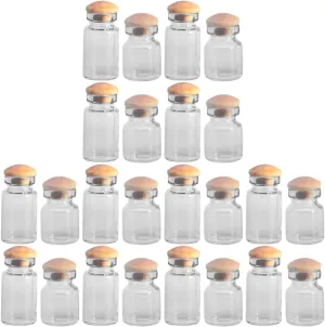 LOGOFUN 24 Pcs Mini Glass Bottle 1:12 Scale Glass Jars Model with Cork Dollhouse Storage Jars Ornaments