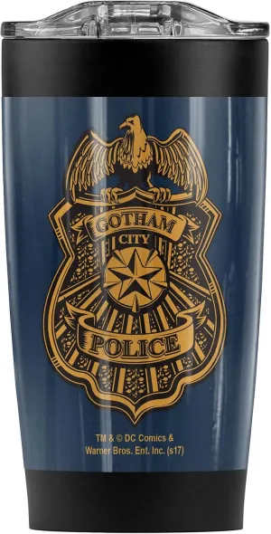 Logovision Batman: Arkham Knight Gotham Badge Stainless Steel Tumbler 20 oz Coffee Travel Mug/Cup, Vacuum Insulated & Double Wall with Leakproof Sliding Lid | Great for Hot Drinks and Cold Beverages