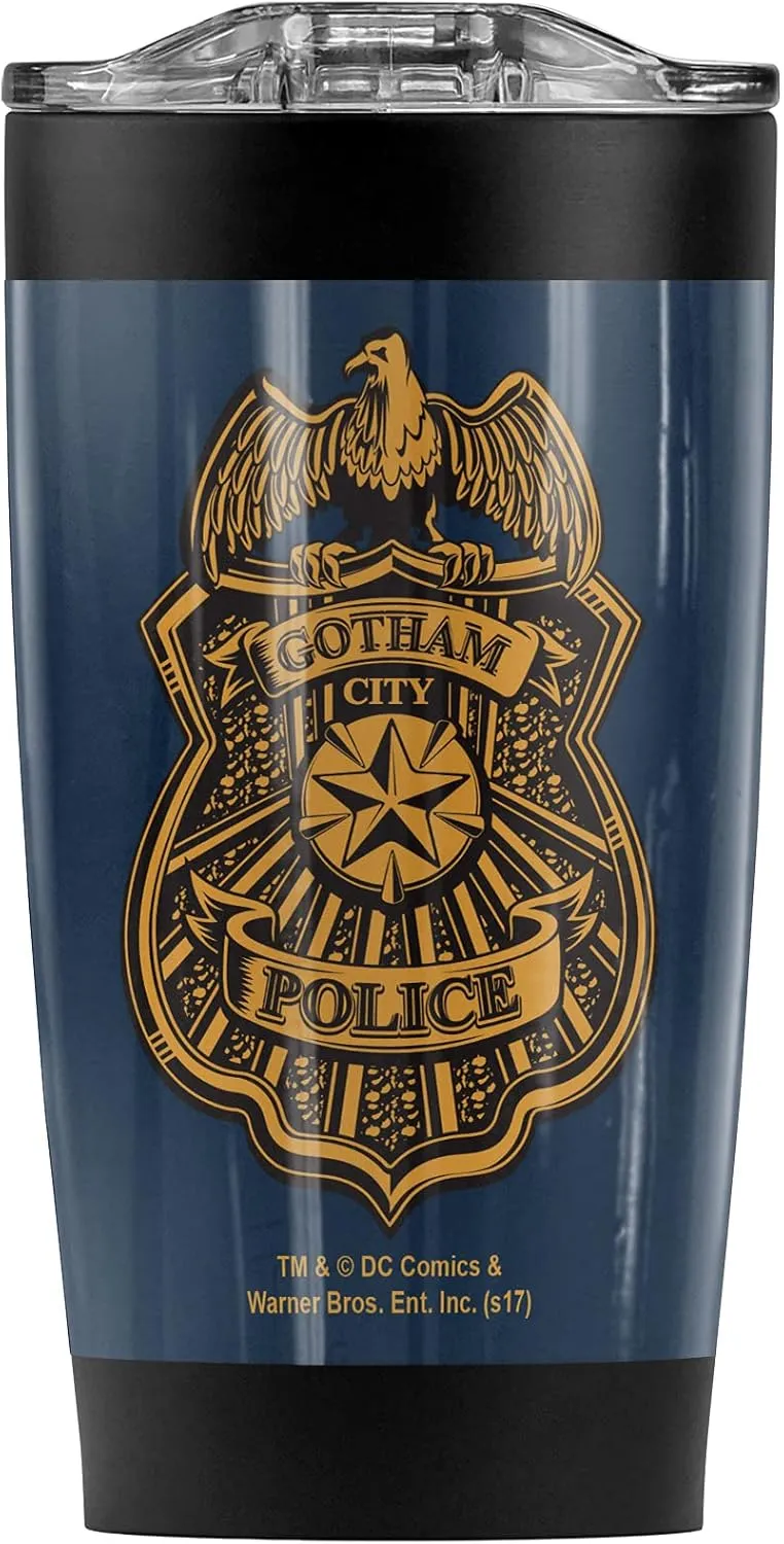Logovision Batman: Arkham Knight Gotham Badge Stainless Steel Tumbler 20 oz Coffee Travel Mug/Cup, Vacuum Insulated & Double Wall with Leakproof Sliding Lid | Great for Hot Drinks and Cold Beverages