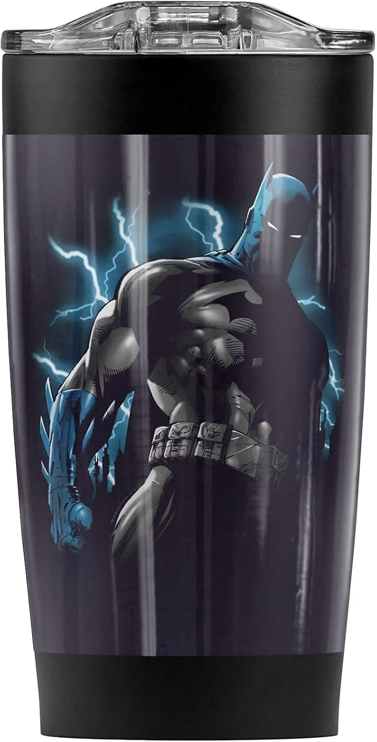Logovision Batman Gotham Lightning Stainless Steel Tumbler 20 oz Coffee Travel Mug/Cup, Vacuum Insulated & Double Wall with Leakproof Sliding Lid | Great for Hot Drinks and Cold Beverages