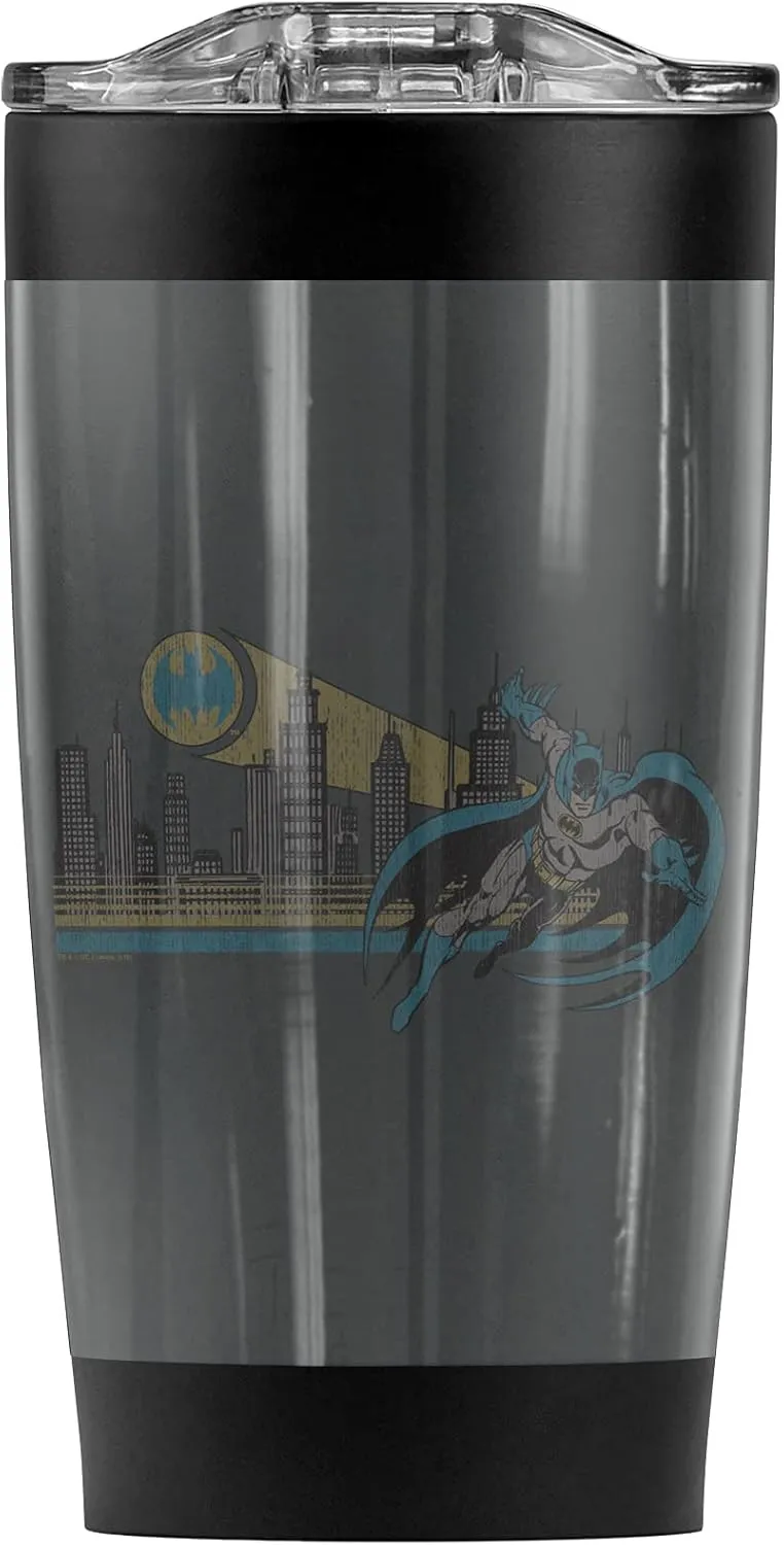 Logovision Batman Gotham Retro Stainless Steel Tumbler 20 oz Coffee Travel Mug/Cup, Vacuum Insulated & Double Wall with Leakproof Sliding Lid | Great for Hot Drinks and Cold Beverages