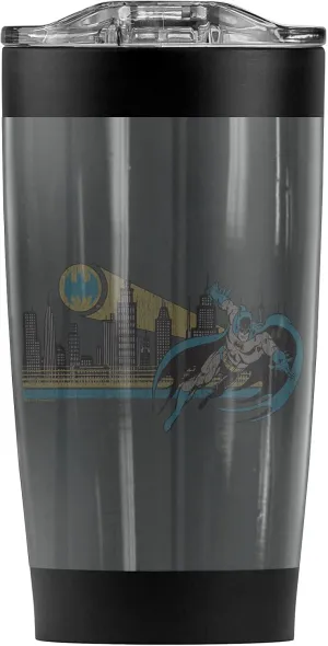 Logovision Batman Gotham Retro Stainless Steel Tumbler 20 oz Coffee Travel Mug/Cup, Vacuum Insulated & Double Wall with Leakproof Sliding Lid | Great for Hot Drinks and Cold Beverages