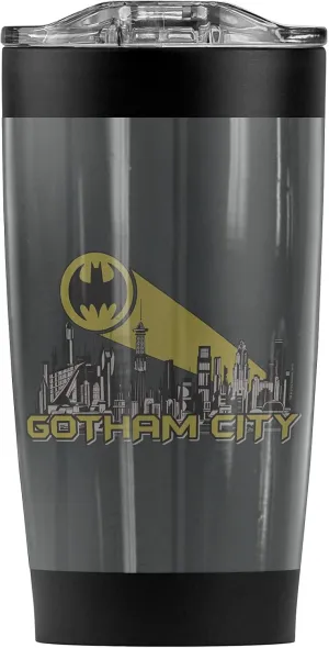 Logovision Batman Gotham Skyline Stainless Steel Tumbler 20 oz Coffee Travel Mug/Cup, Vacuum Insulated & Double Wall with Leakproof Sliding Lid | Great for Hot Drinks and Cold Beverages