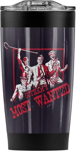 Logovision Batman Gothams Most Wanted Stainless Steel Tumbler 20 oz Coffee Travel Mug/Cup, Vacuum Insulated & Double Wall with Leakproof Sliding Lid | Great for Hot Drinks and Cold Beverages